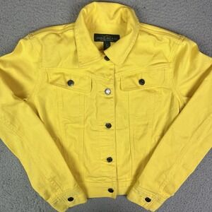 LRL Lauren Jeans Co Ralph Lauren Denim Jacket Women Small Yellow Pockets‎